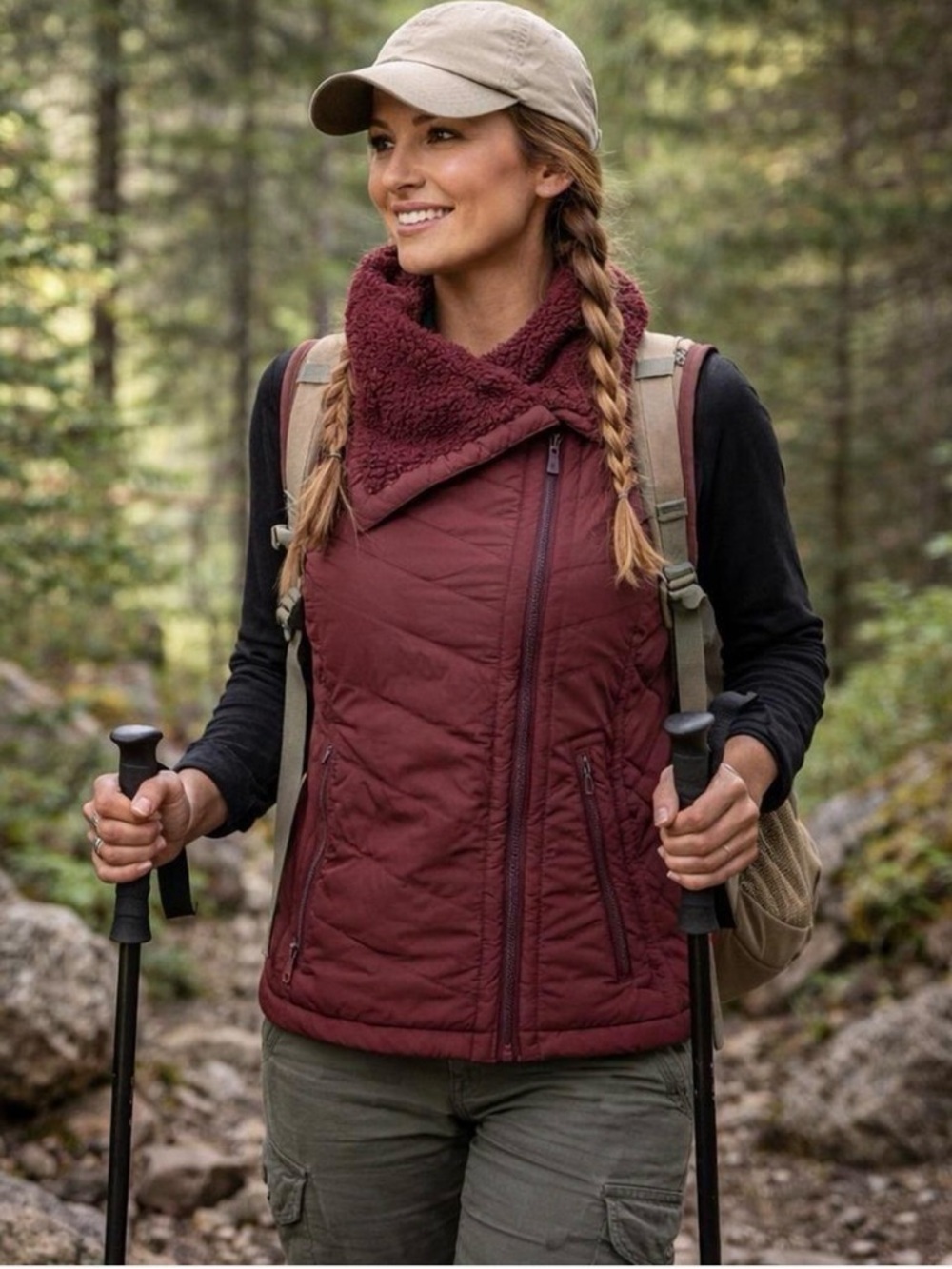 PRANA Sherpa Lined Puffer Sweater Vest Size S